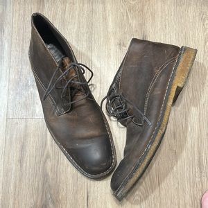 Johnston & Murphy Dark Brown Leather Suede Chukka lace up Boots.